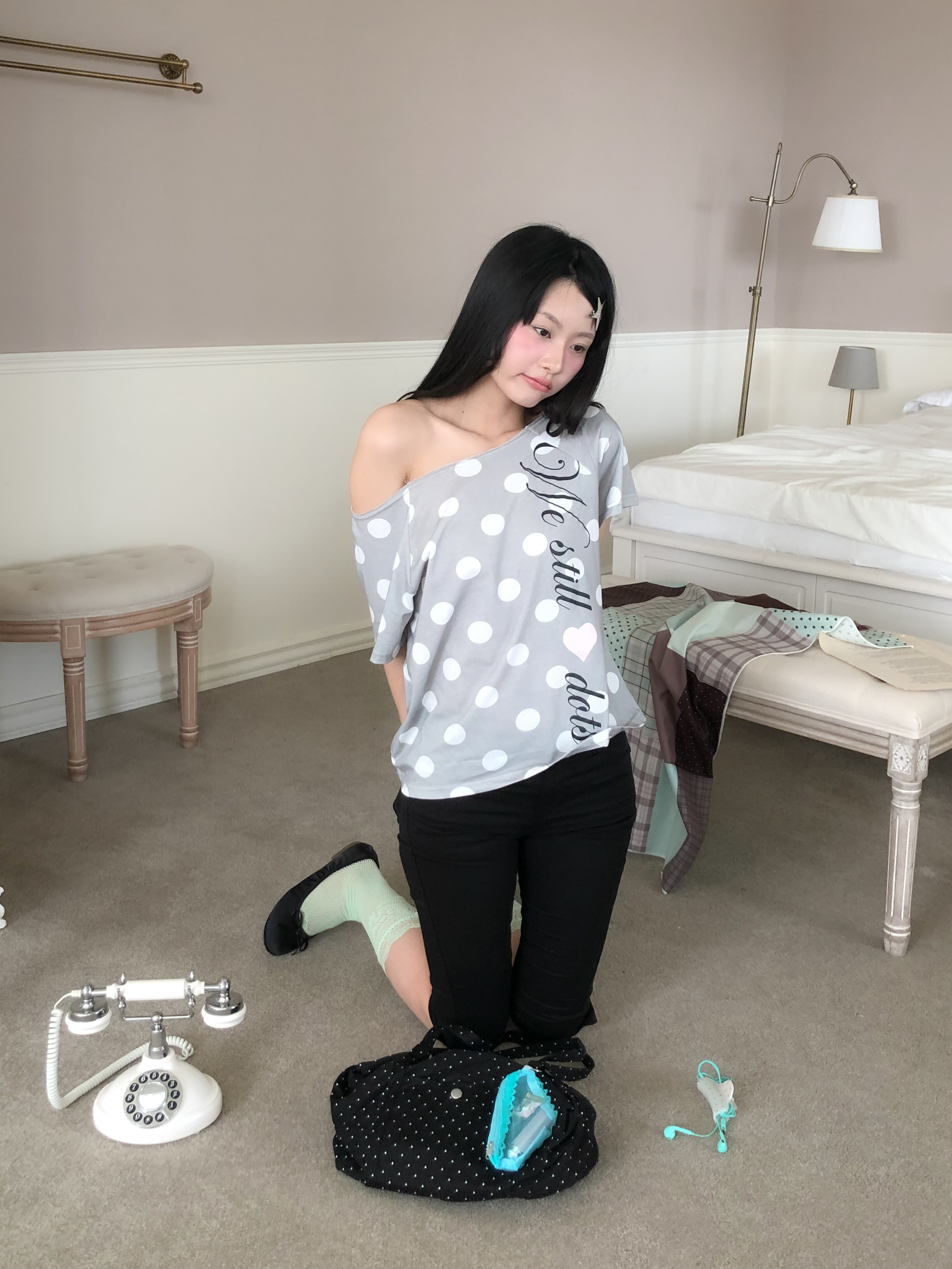 davi dot off shoulder tee #上衣