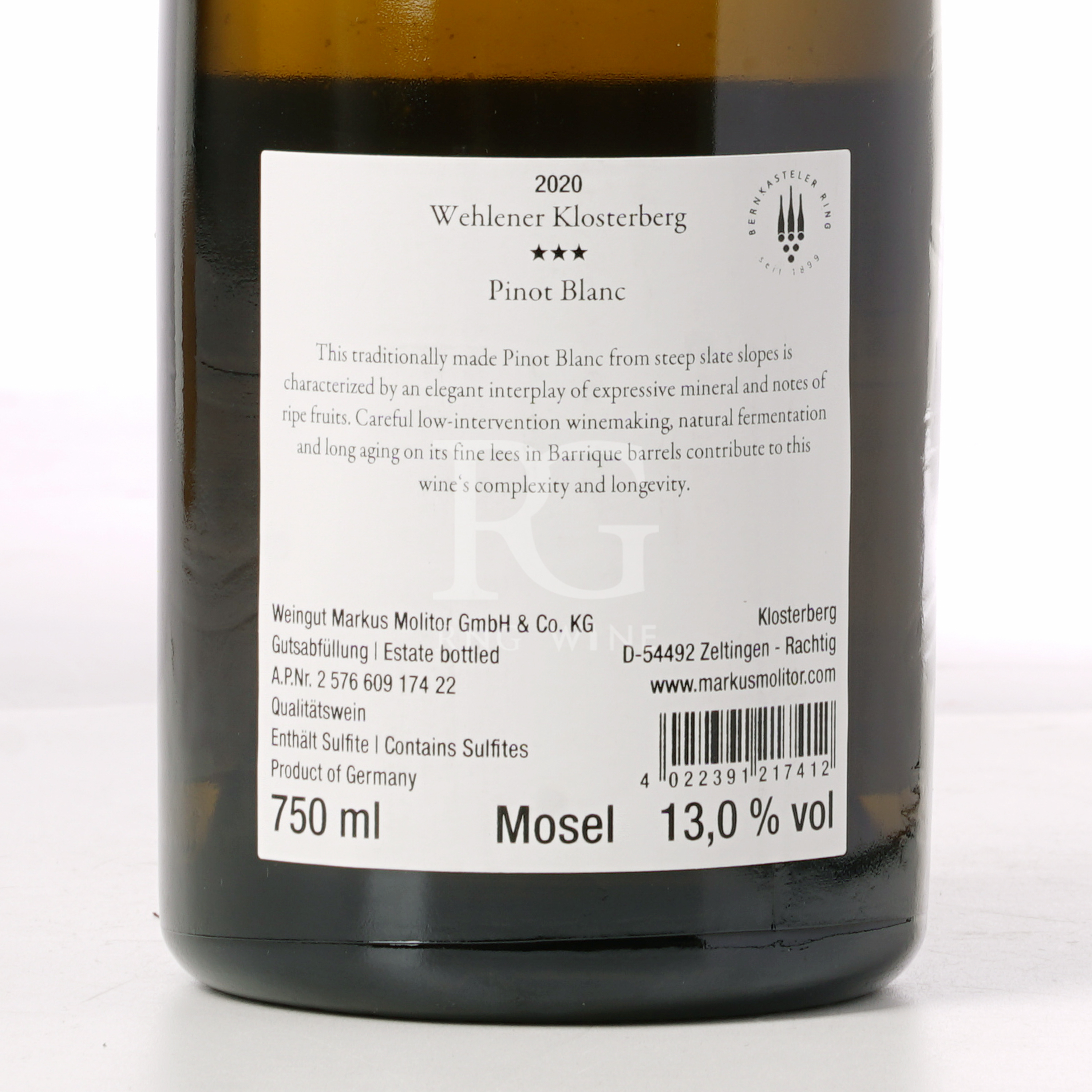 Markus Molitor Wehlener Klosterberg Pinot Blanc Dry*** 2020 (RP98)