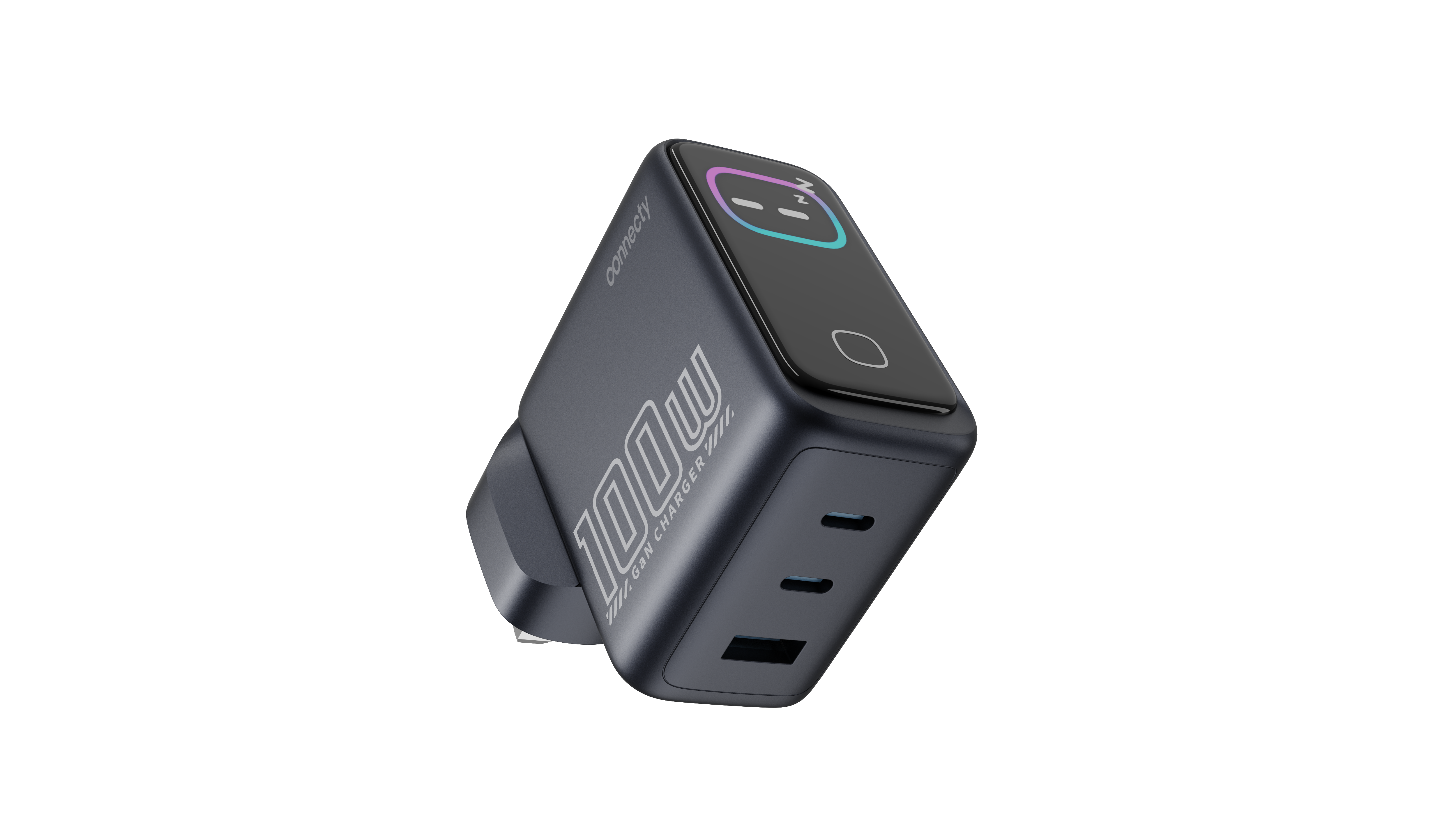 Connecty PowerVision 100W Smart AI TFT GaN Fast Charger 2C1A CA431D