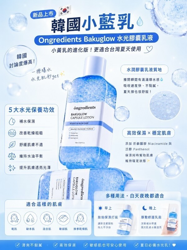 (小藍乳)Ongredients Bakuglow 膠囊乳液 T386 (2-3星期寄出）