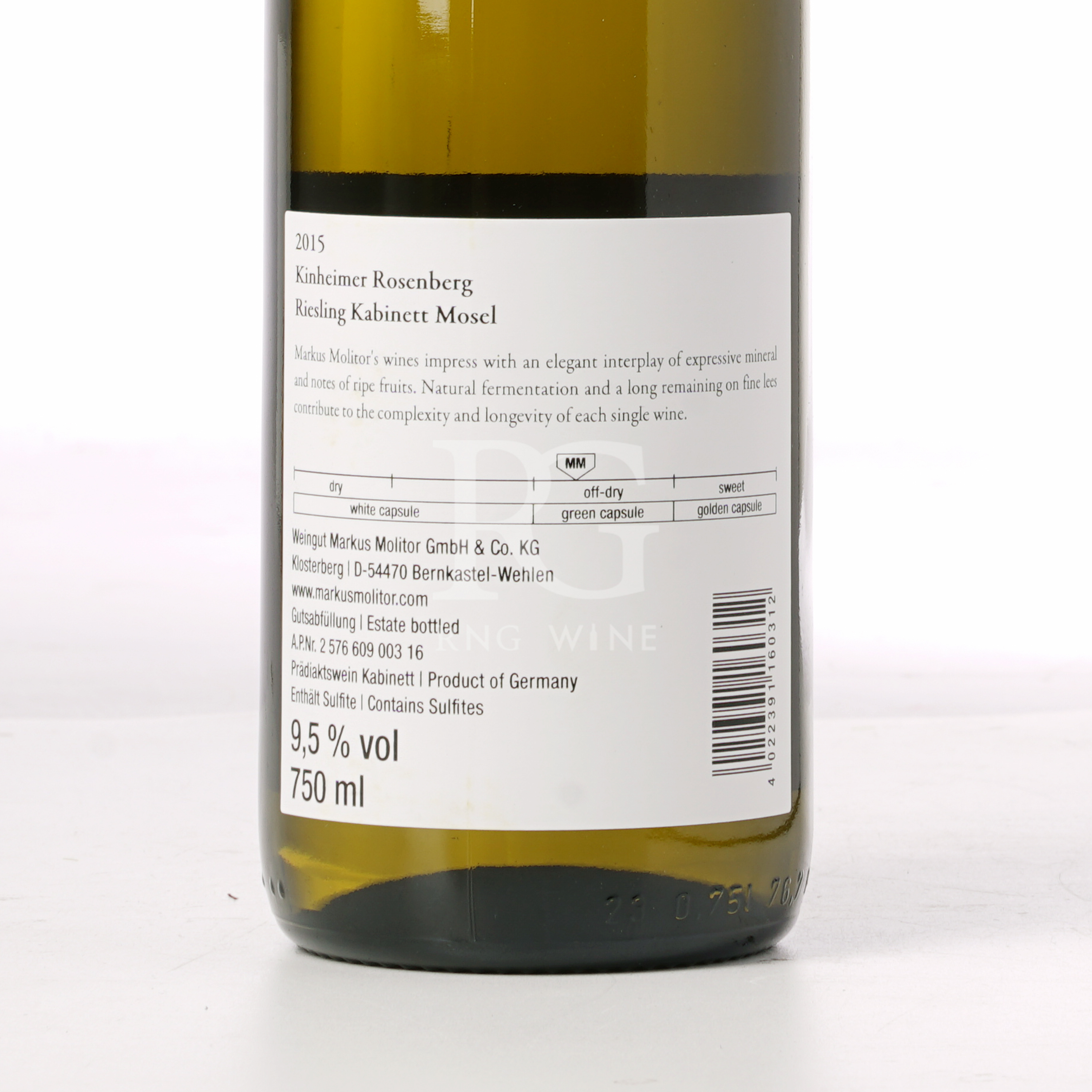 Markus Molitor Kinheimer Rosenberg Riesling Kabinett Off Dry 2015 (RP92)