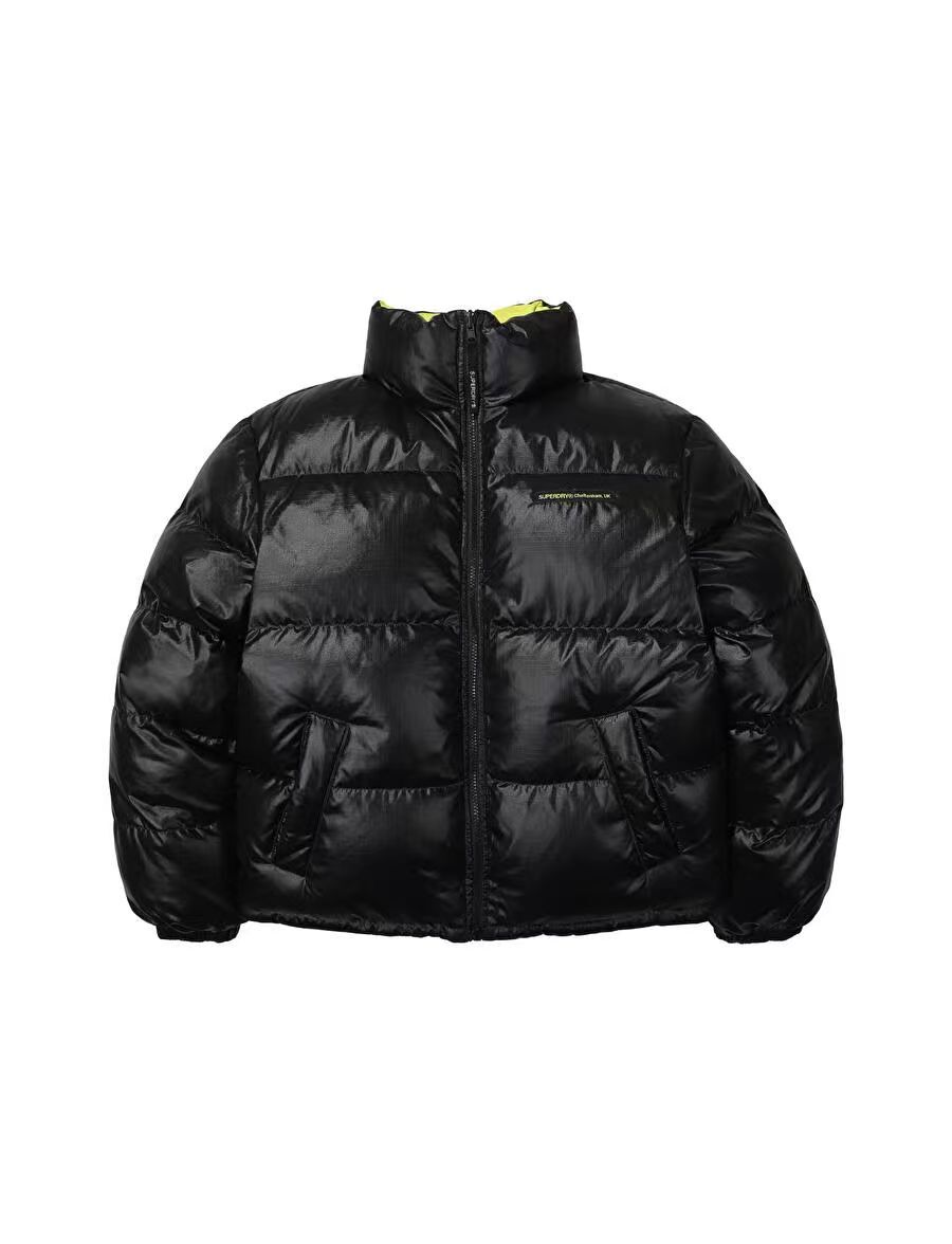 【預購】Superdry H070643 雙面鴨絨羽絨外套 (黑配綠色)