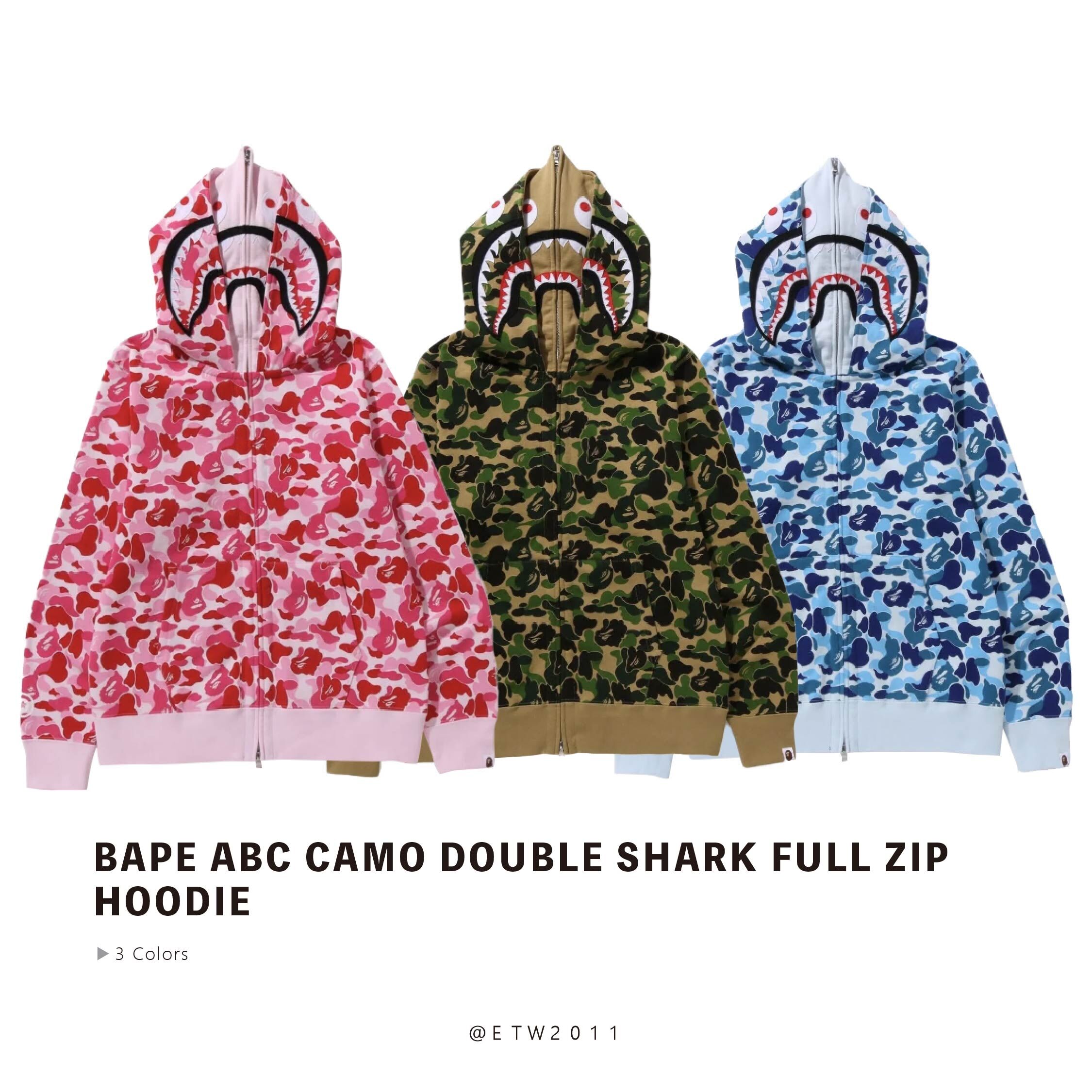 ☆ETW☆【EASY TO WEAR】BAPE 26SS ABC Camo Double Shark Full Zip Hoodie 猿人 雙帽 連帽外套