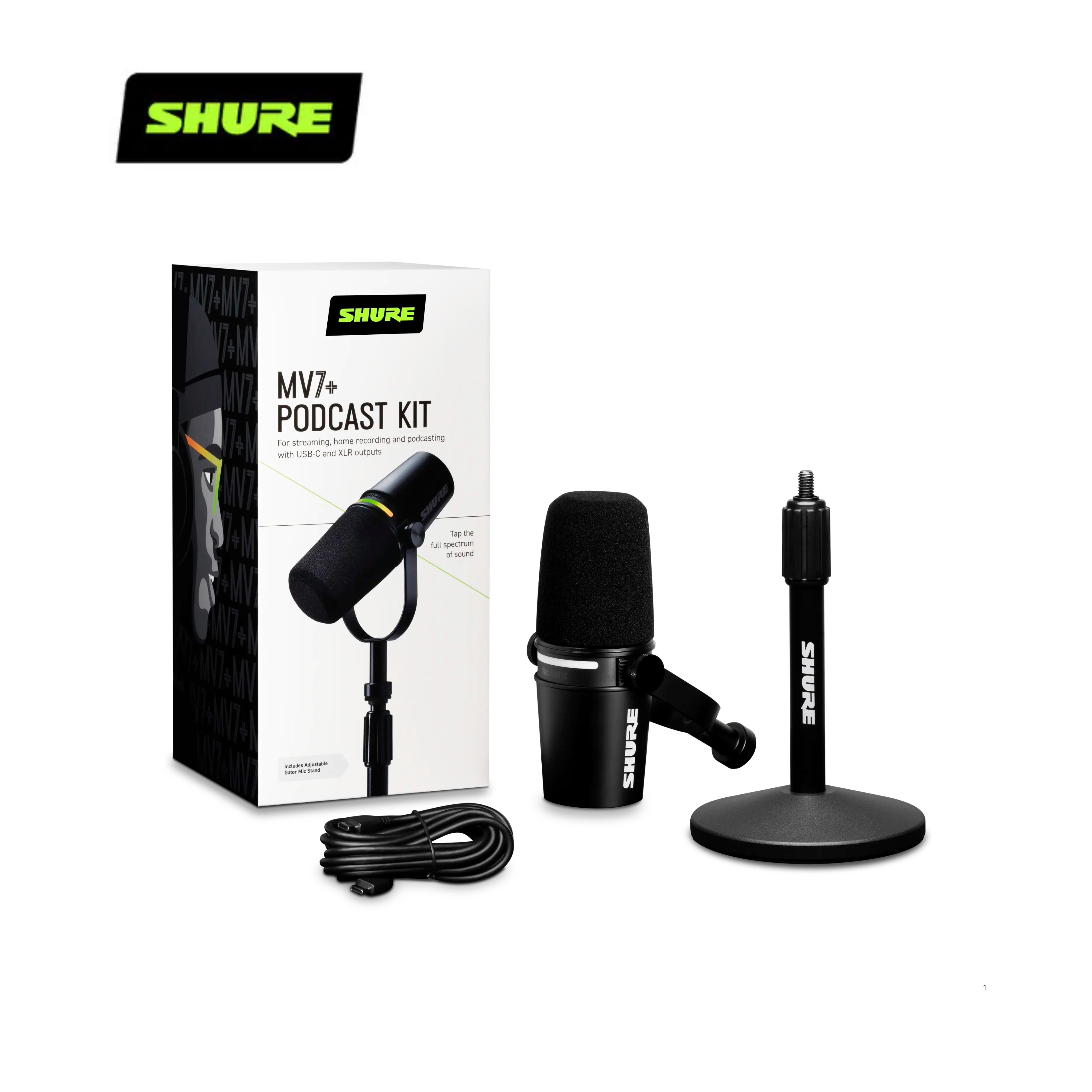 SHURE MV7+ Podcast 動圈式 麥克風 專業腳架組