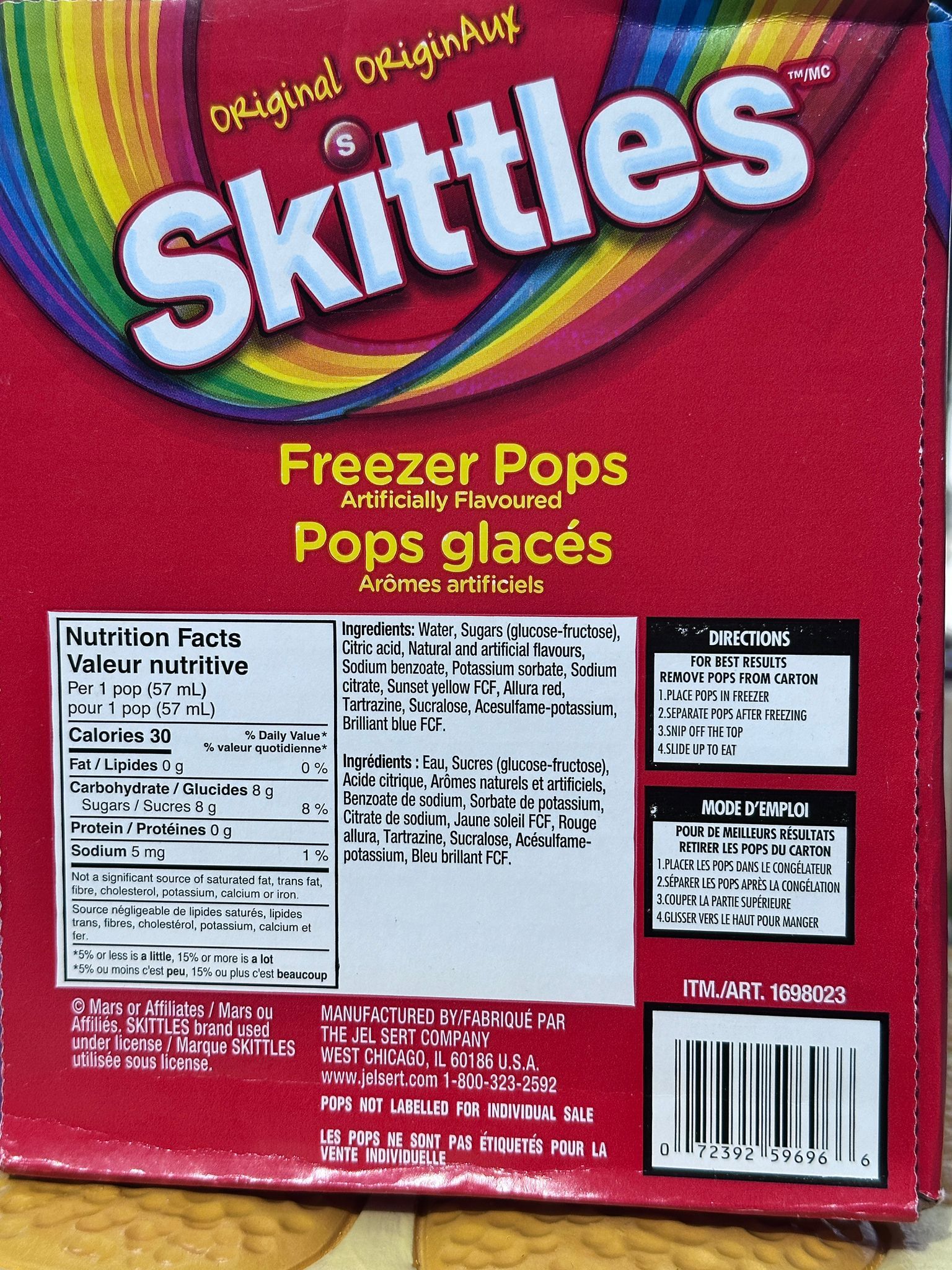 UD111 Skittles 吱吱冰 雜錦味 56ml x16枝(2排)   **到期日: 約 2029/01