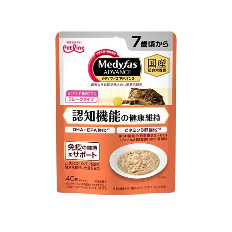日本Petline 貓濕糧(7歲以上) 泌尿道調理抗衰老 - 吞拿魚及雞胸肉 40g