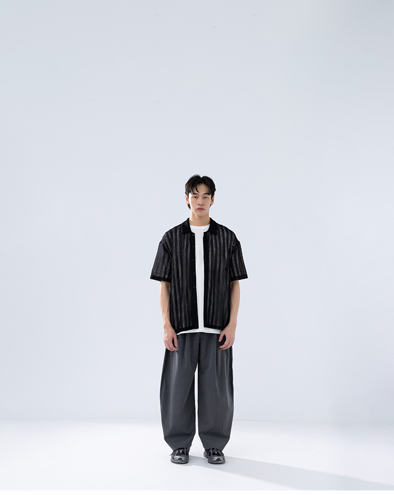 Men's striped low-waisted suit trousers - grey, S/M/L/XL【04030536】in stock+pre-order