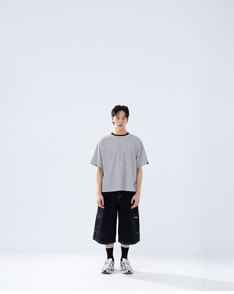 Men's Color-Blocked Jeans with Zippered Pockets, Capri Sizes S/M/L/XL【04102051】in stock+pre-order
