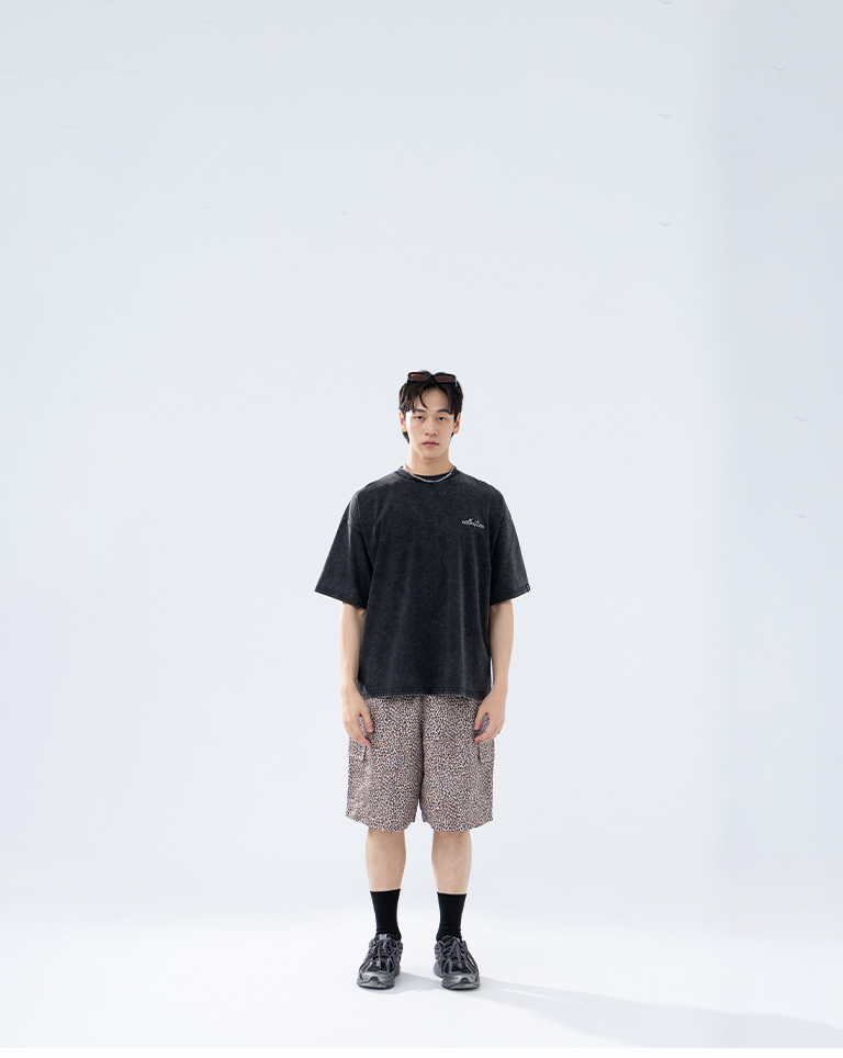 Men's Leopard Print Drawstring Brush Design Shorts - Coffee Size S/M/L/XL【04130336】in stock+pre-order