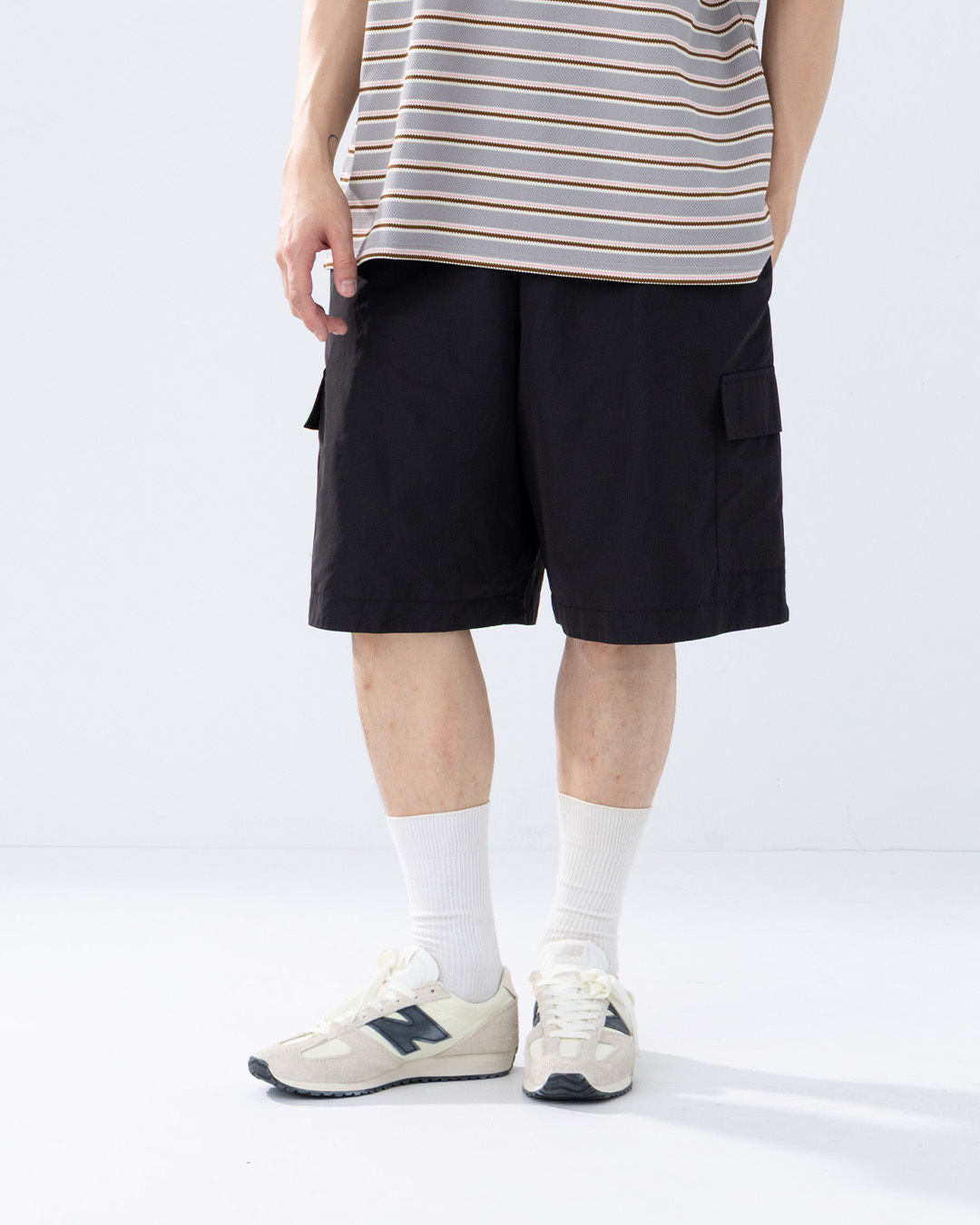 Men's drawstring culottes with a brush-like design - Black, S/M/L/XL【04130337】in stock+pre-order