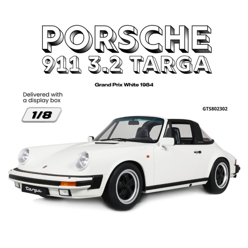 預訂 (訂金$3000) (預訂價$8531) : 1/8 GT SPIRIT PORSCHE 911 3.2 TARGA GRAND PRIX WHITE 1984 (GTS802302)