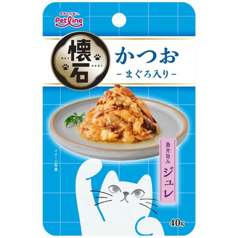 日本Petline 貓濕包 懷石系列 鰹魚片配吞拿魚  40g