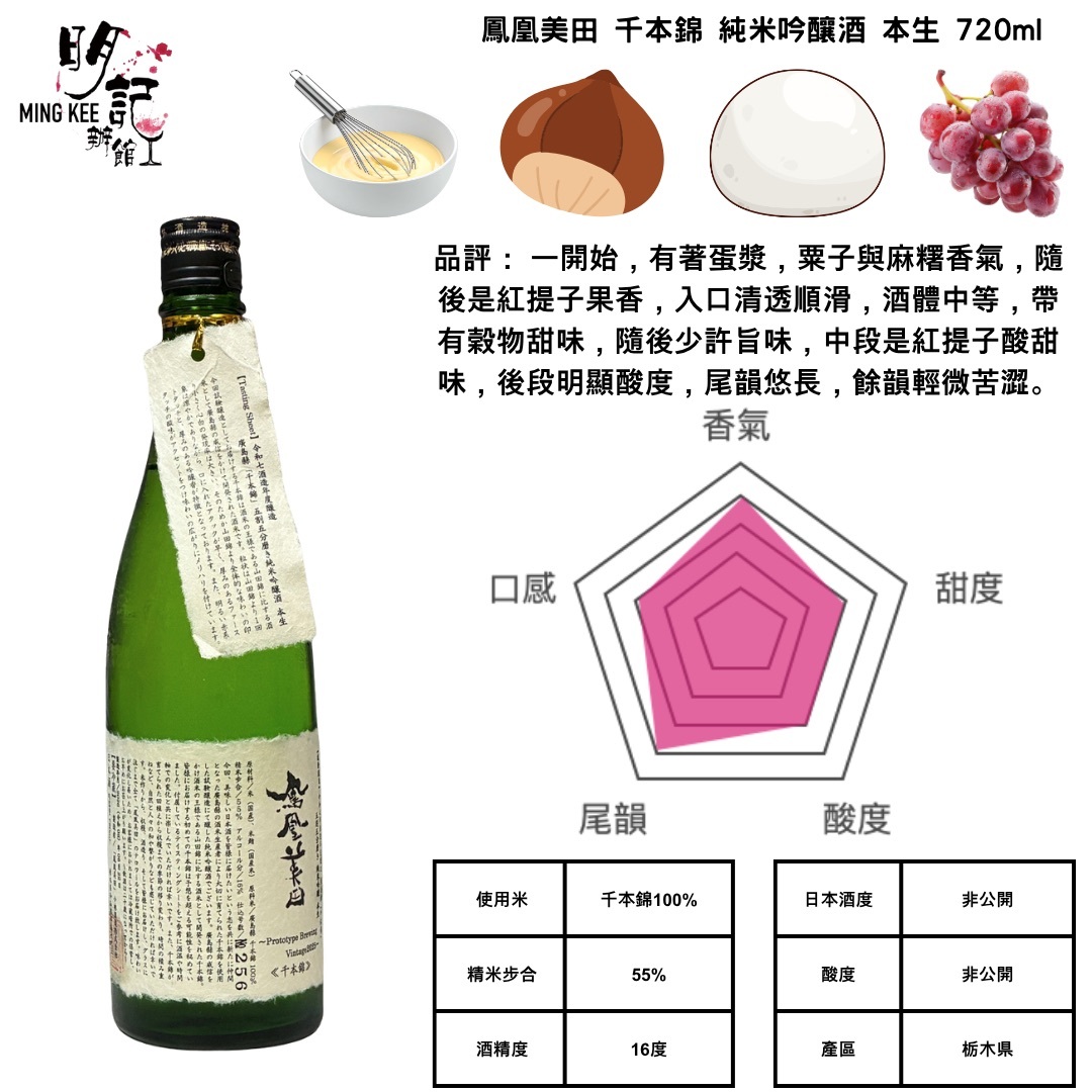 鳳凰美田 千本錦 純米吟釀酒 本生 720ml
