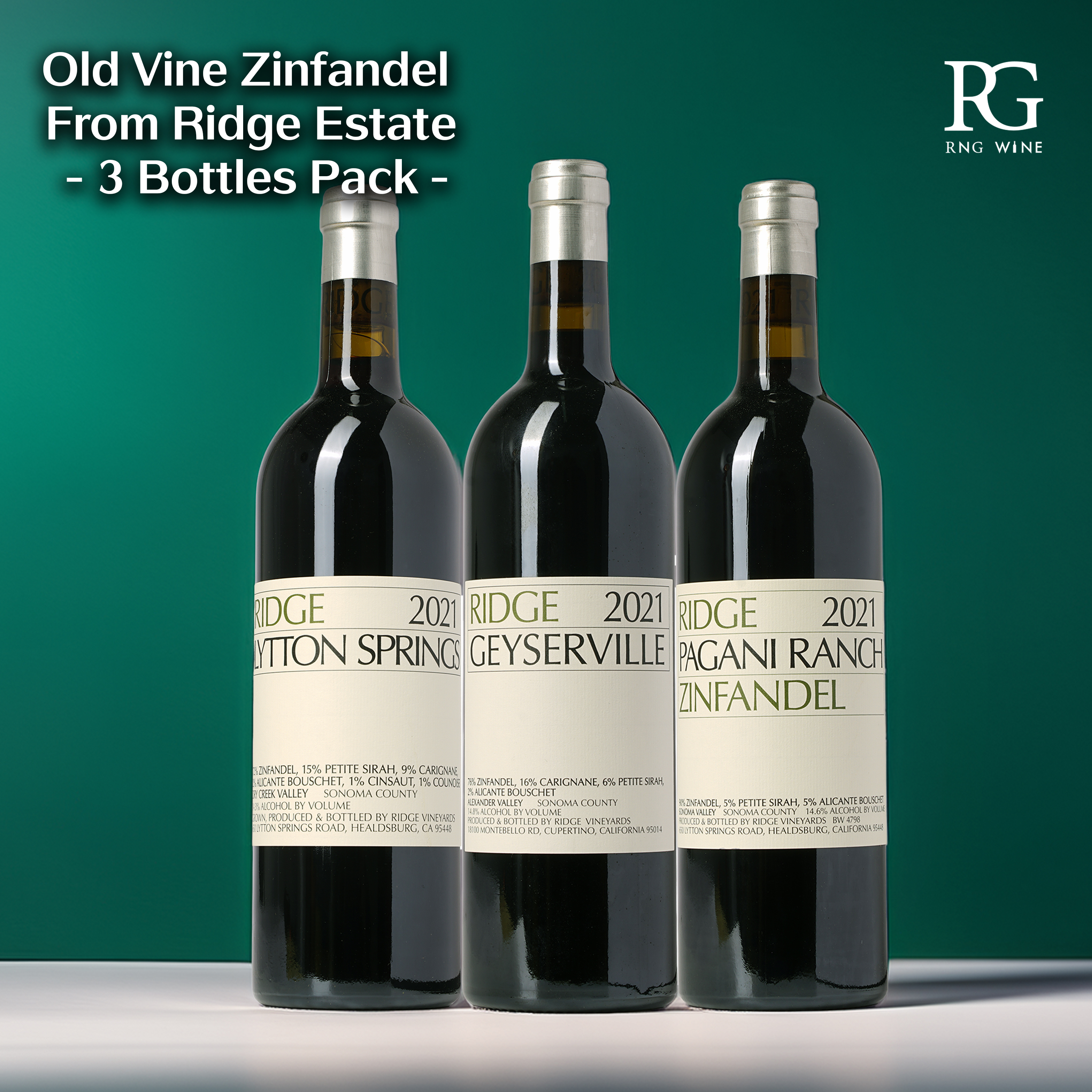 Old Vine Zinfandel from Ridge Estate - 3 Bottles Pack