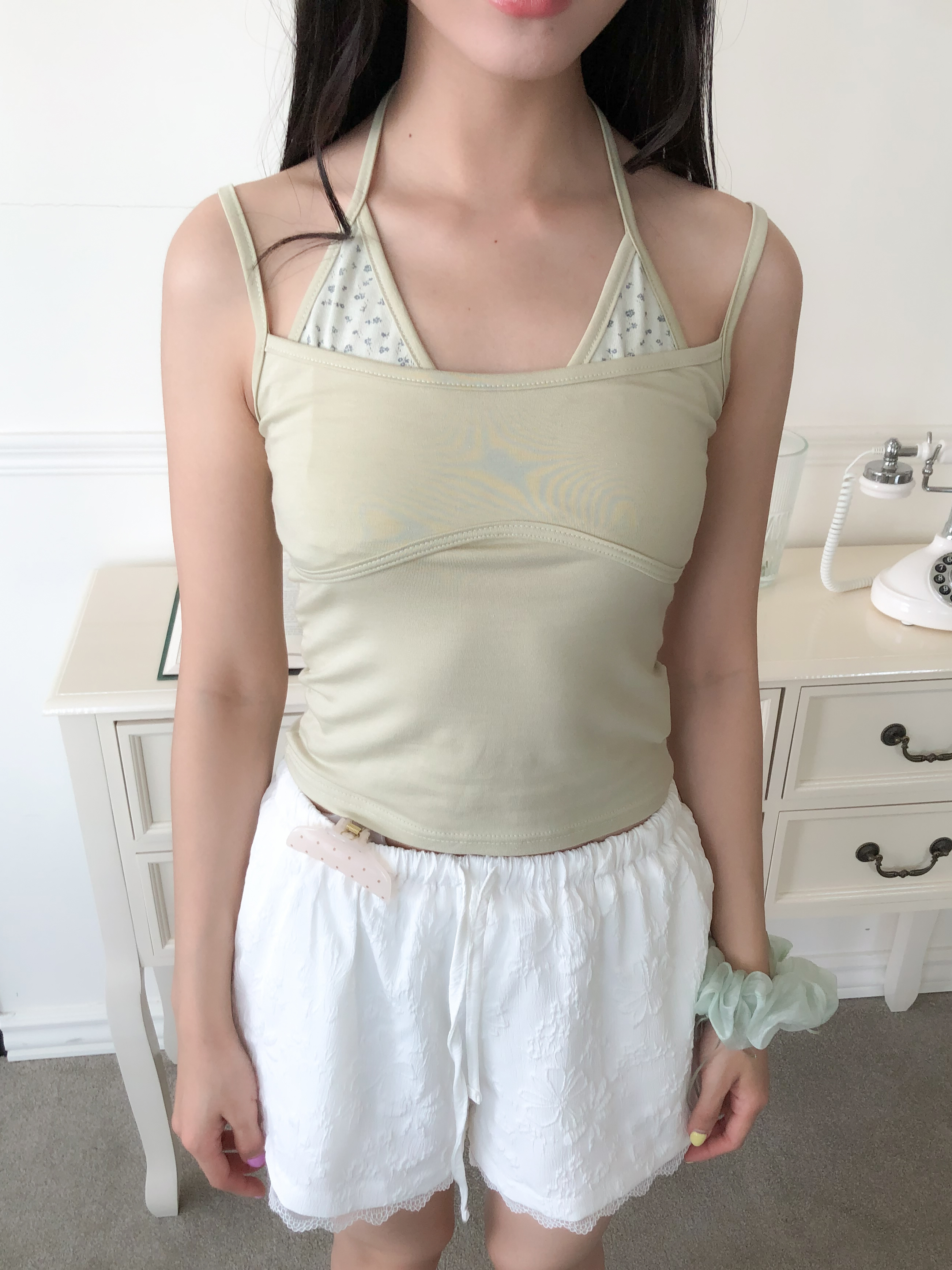 floral sleeveless top #背心