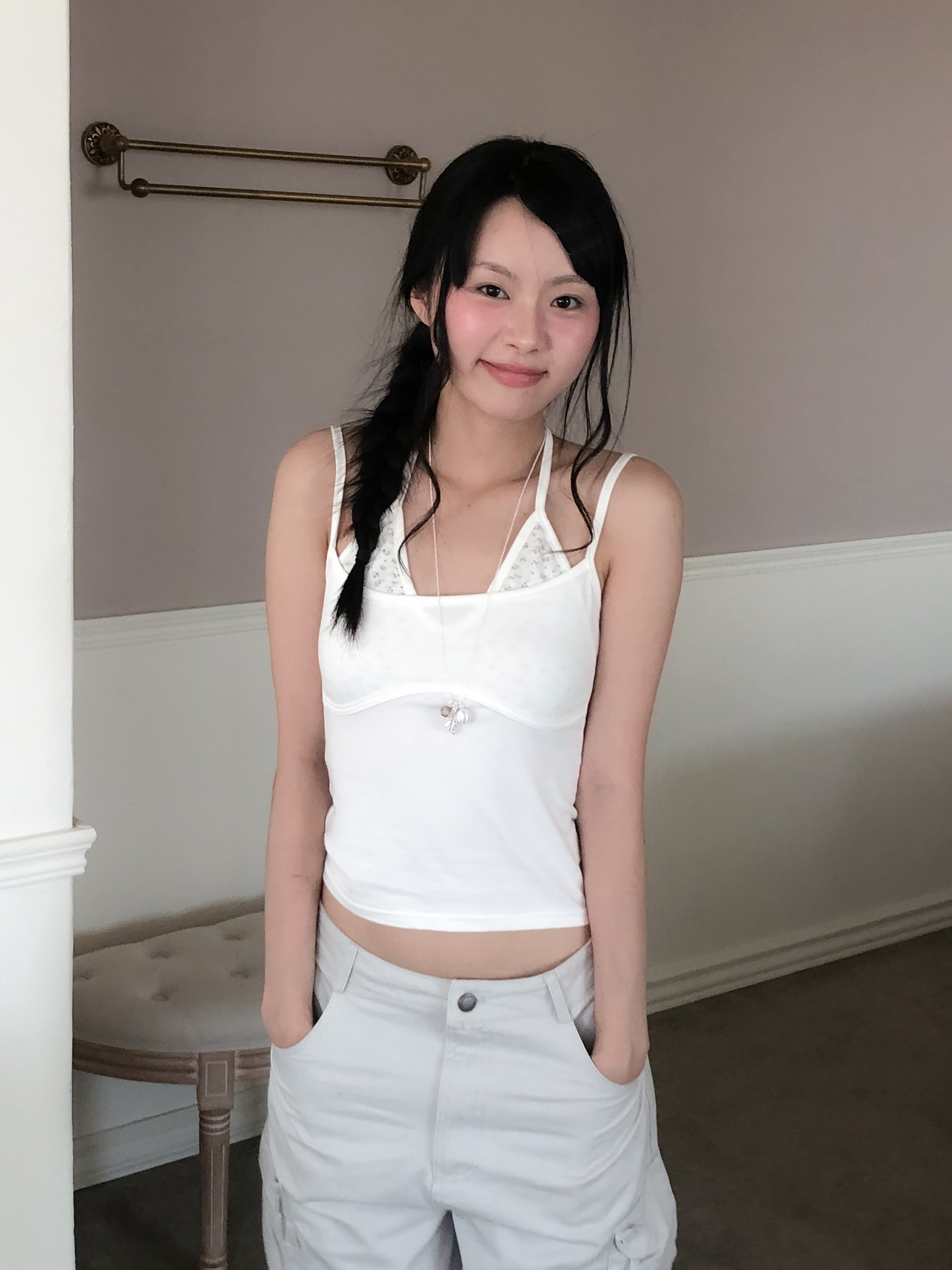 floral sleeveless top #背心