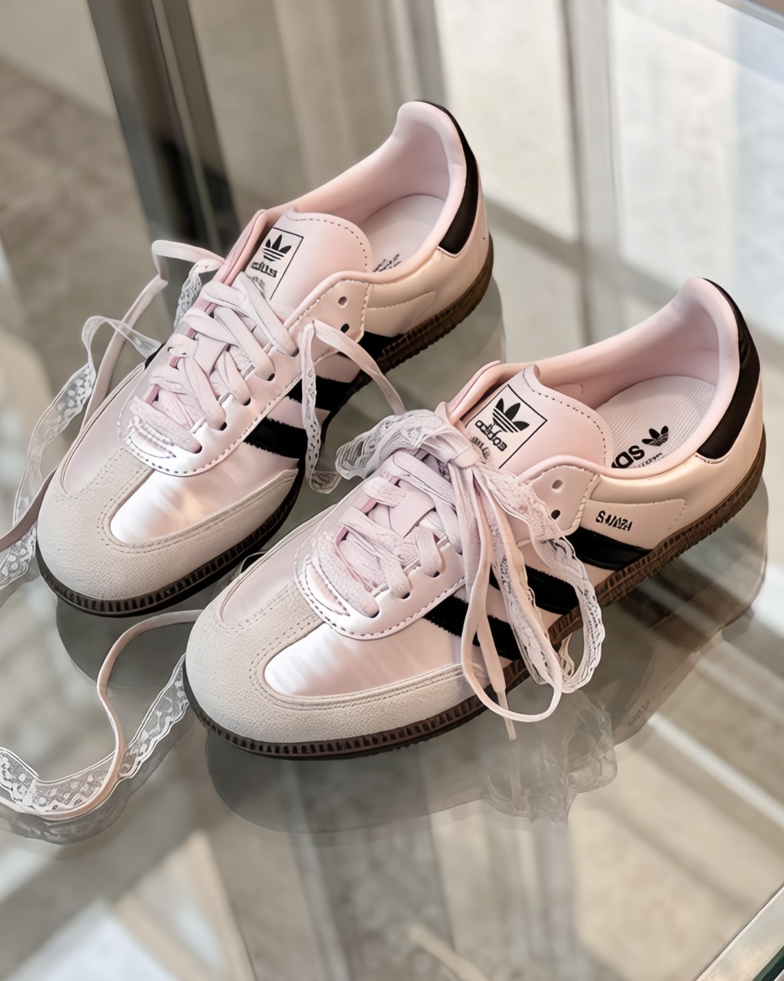 Adidas Samba OG  蕾絲 復古 緞面 德訓鞋 黑粉 桑迪粉