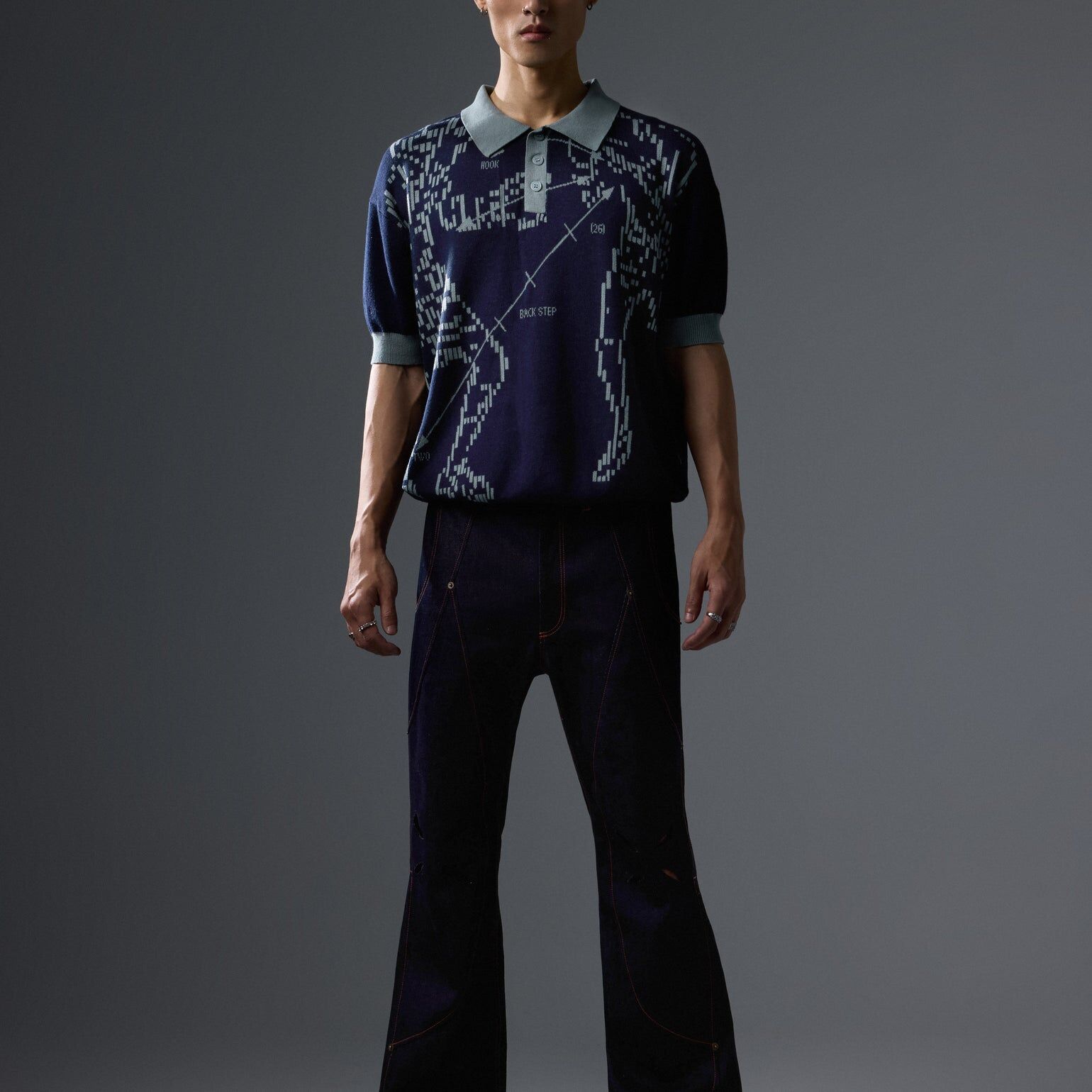 NEISH｜Fracture Hook Knit shirt (Navy)
