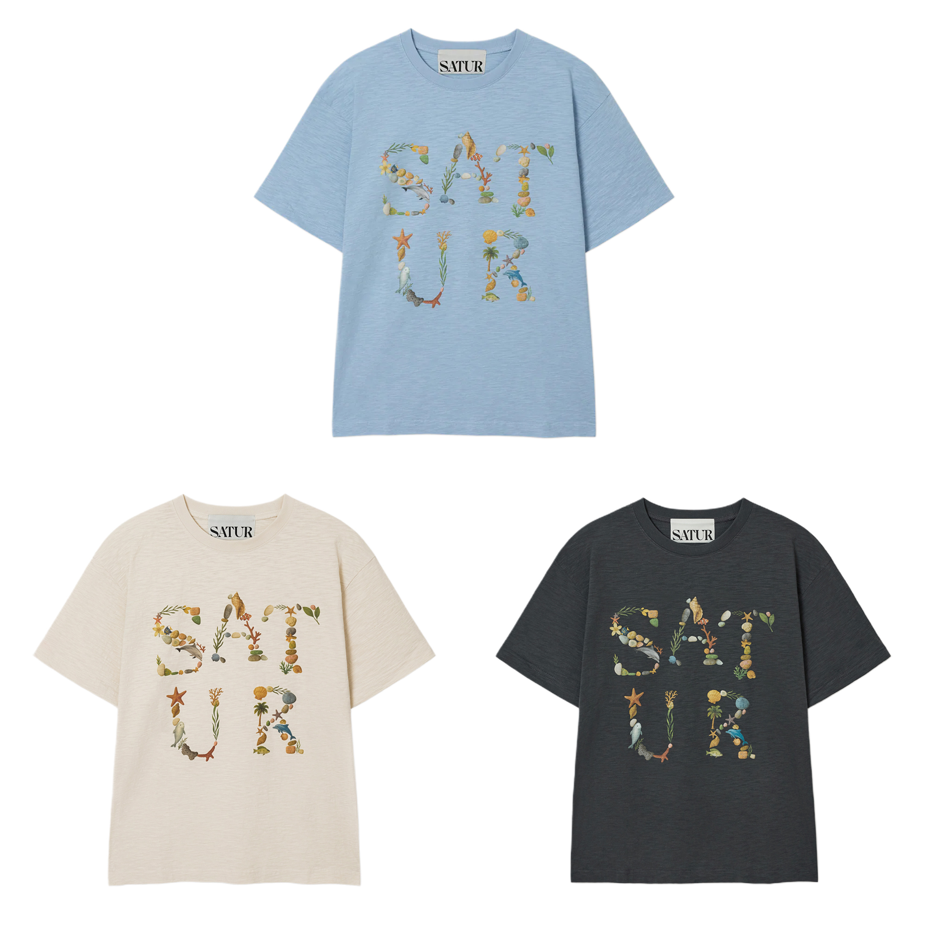 【31】SATUR Marin Collage Graphic T-Shirt - (6個尺碼 / 3色選擇)