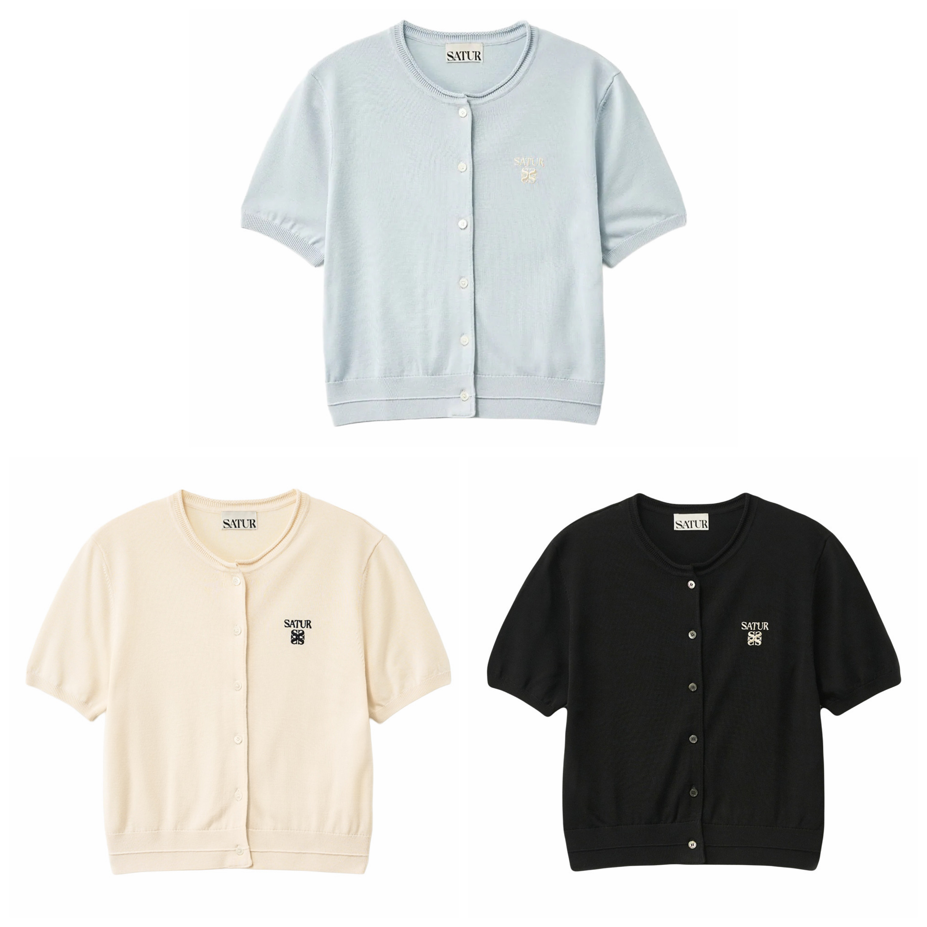 【29】SATUR Women's Fine Half Crewneck Cardigan - (3個尺碼 / 3色選擇)