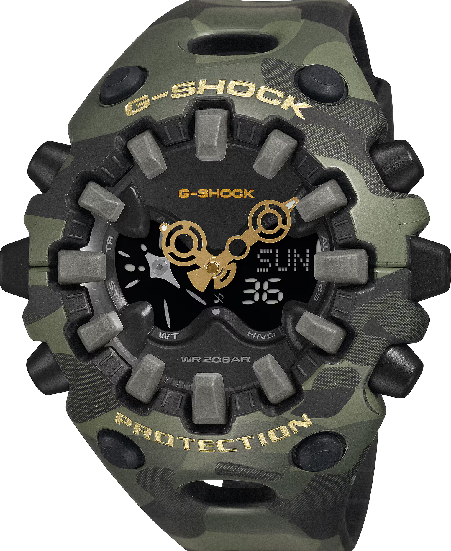萬年鐘錶 - G-SHOCK 大錶殼迷彩街頭個性運動電子錶 GA-V01CMG-3A 錶徑 : 58.2mm