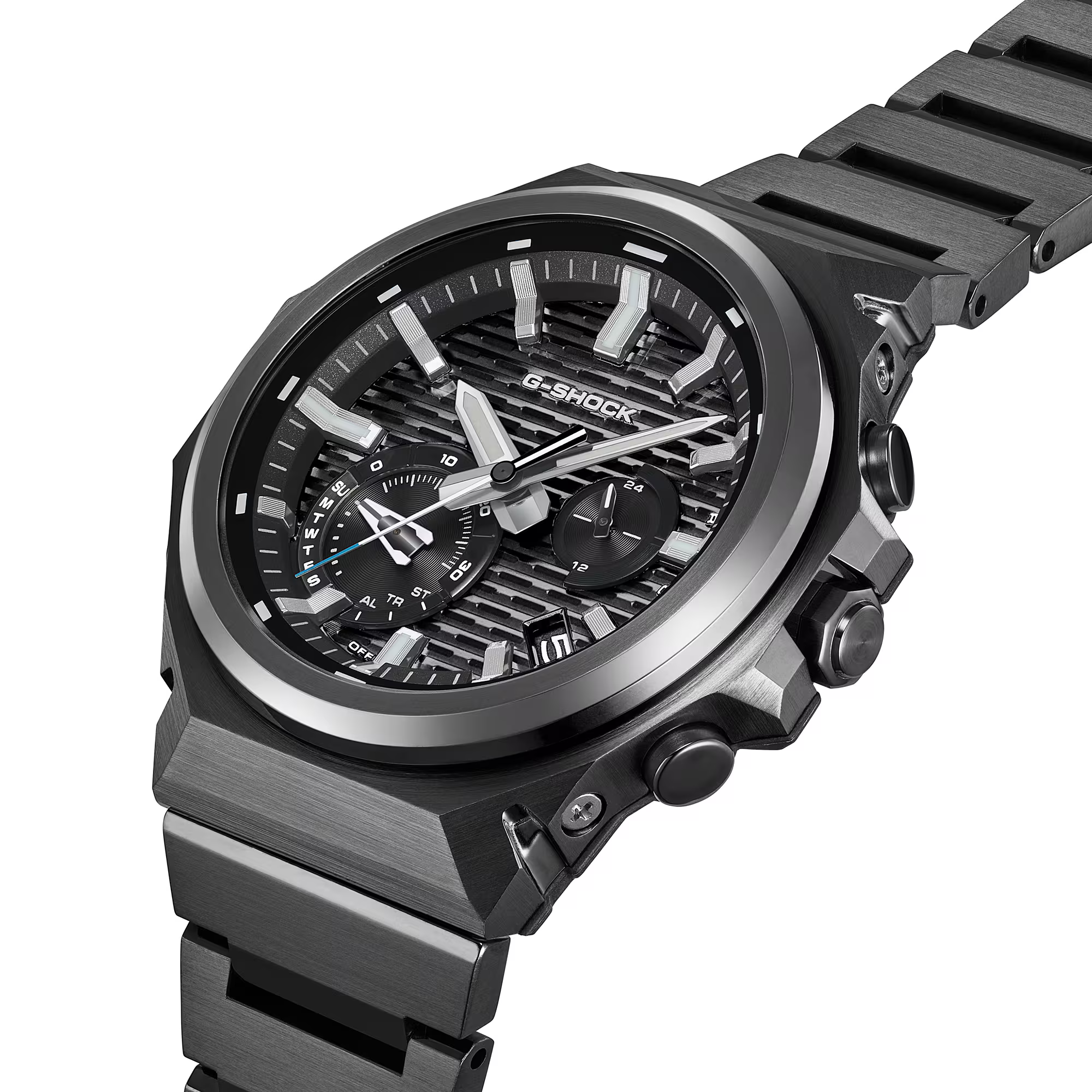 萬年鐘錶 - G-SHOCK  G-STEEL系列  再進化全黑金屬太陽能藍芽不鏽鋼男錶 GST-B1000BD-1A 錶徑 : 44.2mm