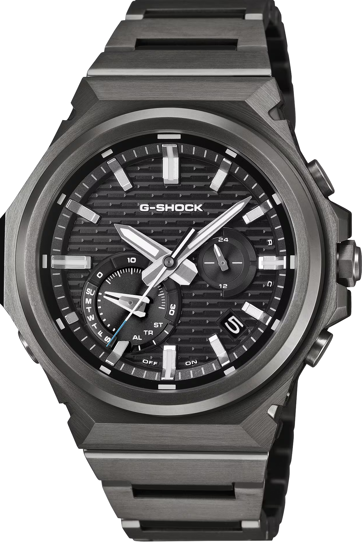 萬年鐘錶 - G-SHOCK  G-STEEL系列  再進化全黑金屬太陽能藍芽不鏽鋼男錶 GST-B1000BD-1A 錶徑 : 44.2mm