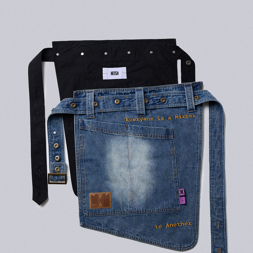 NEISH｜Coverall Apron (Black/Washed Blue)