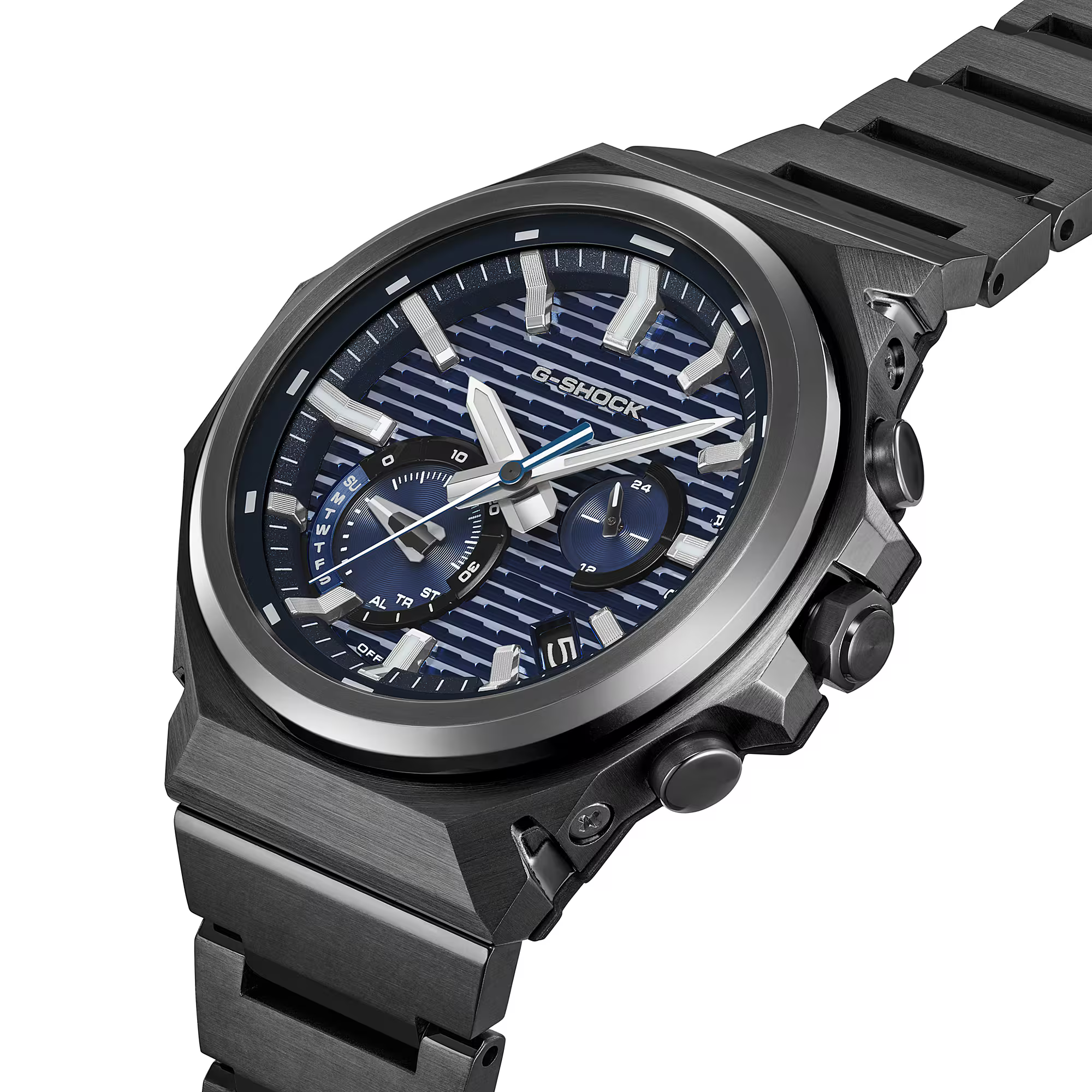 萬年鐘錶 - G-SHOCK  G-STEEL系列  再進化全黑金屬太陽能藍芽不鏽鋼男錶 GST-B1000BD-2A 錶徑 : 44.2mm