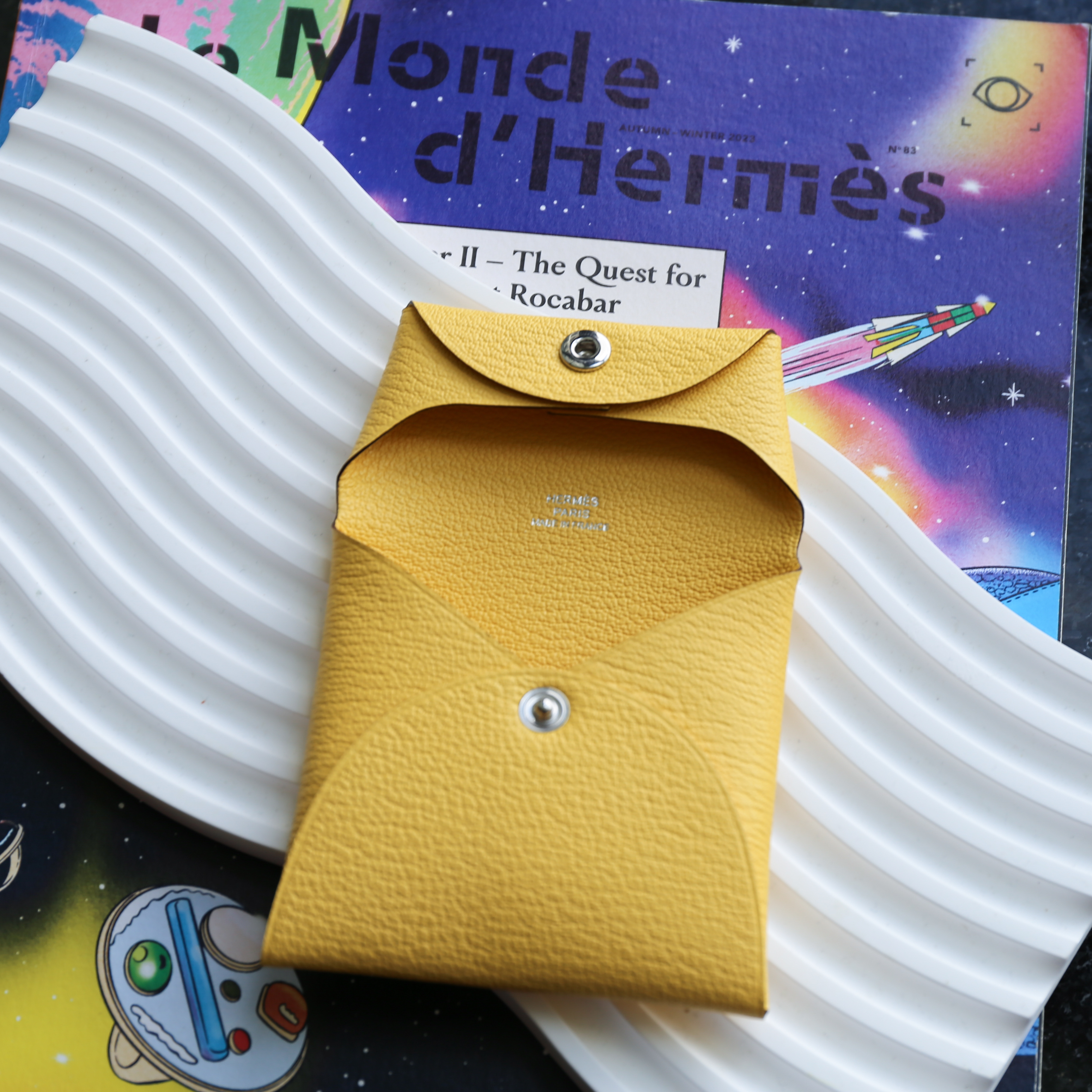 Hermes Coinsbag Bastia  (Chevre Mysore Leather Jaune Mango Color)