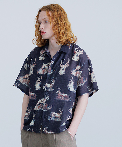 𝗥𝗘𝗩𝗢. 𝗧𝗢𝗞𝗬𝗢 Linen Blend Animal Pattern Shirt