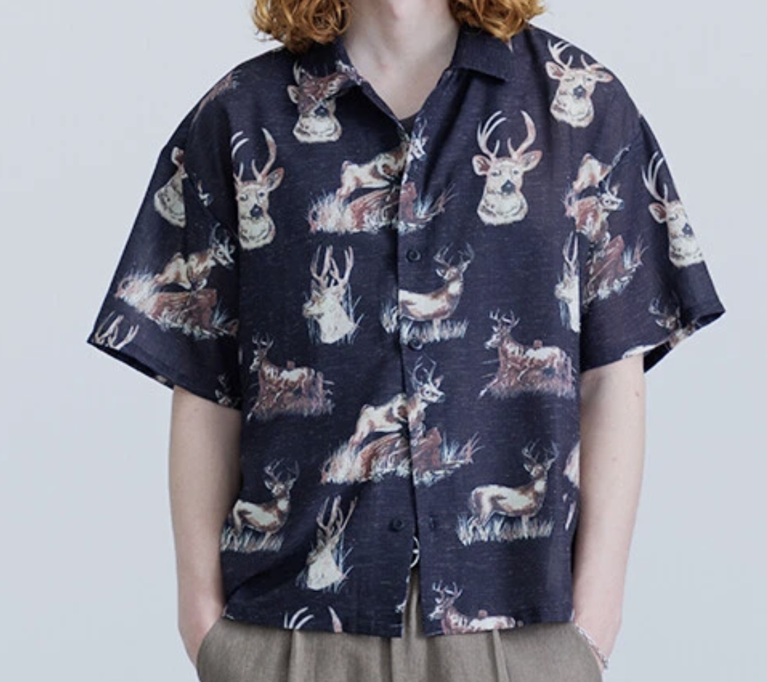 𝗥𝗘𝗩𝗢. 𝗧𝗢𝗞𝗬𝗢 Linen Blend Animal Pattern Shirt