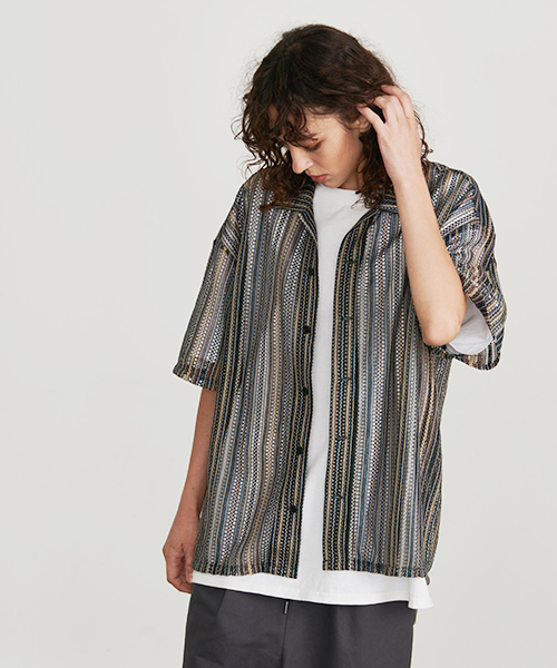 𝗥𝗘𝗩𝗢. 𝗧𝗢𝗞𝗬𝗢 Valfas Lace Two-Tone Stripe SHIRT