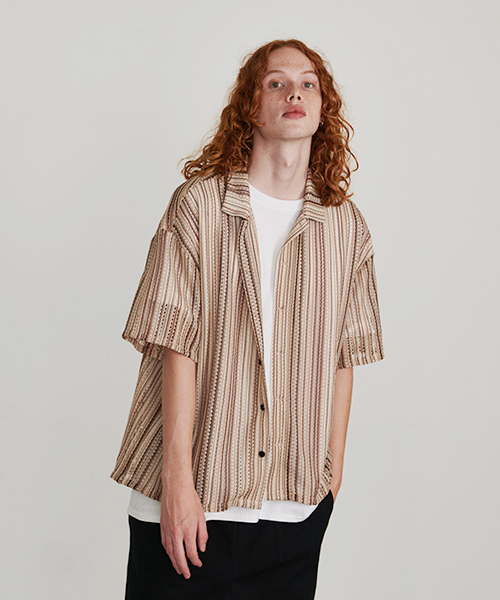 𝗥𝗘𝗩𝗢. 𝗧𝗢𝗞𝗬𝗢 Valfas Lace Two-Tone Stripe SHIRT