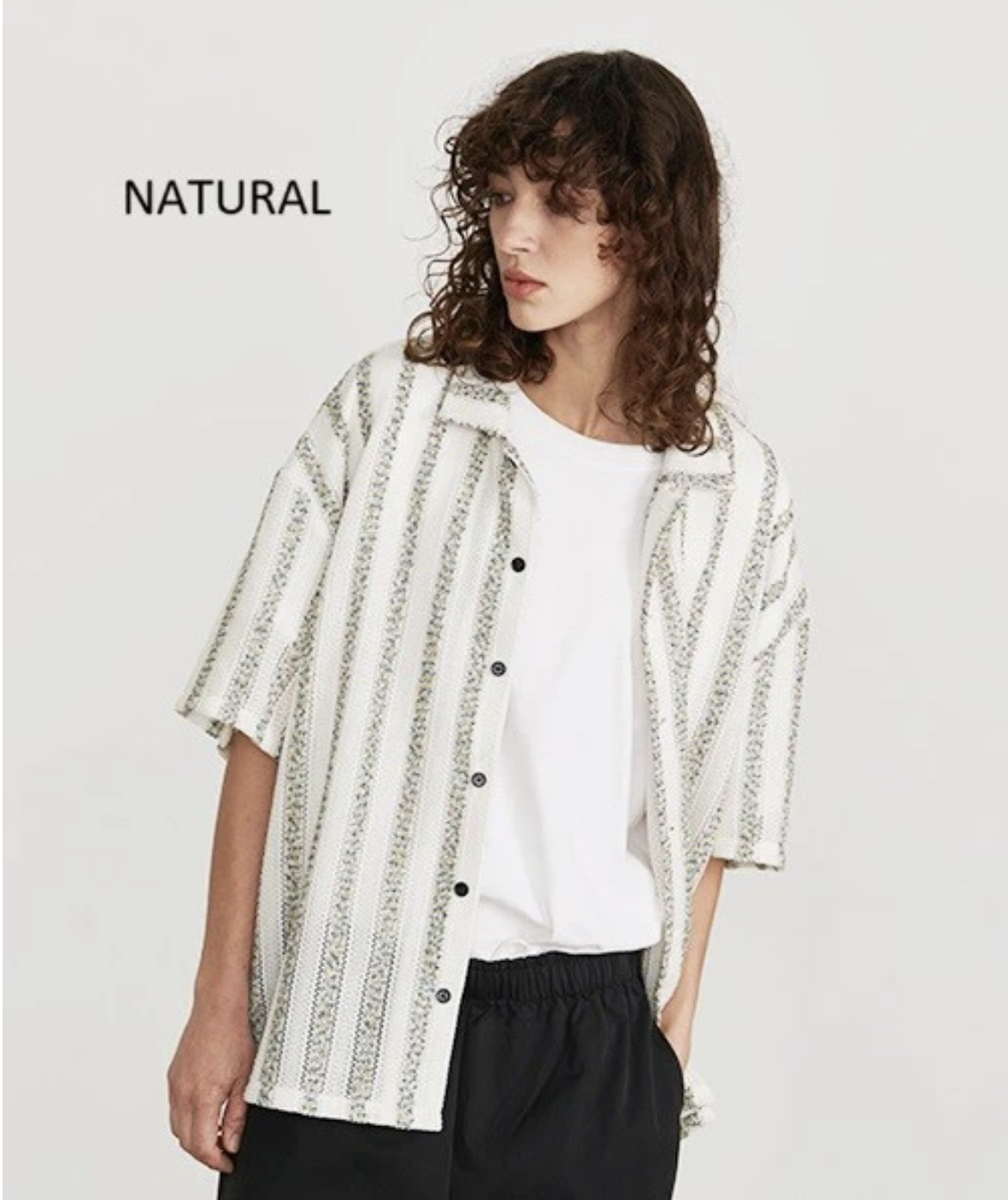 𝗥𝗲𝘃𝗼. 𝗧𝗼𝗸𝘆𝗼 Mixed Mall Stripe Openwork Knit Shirt