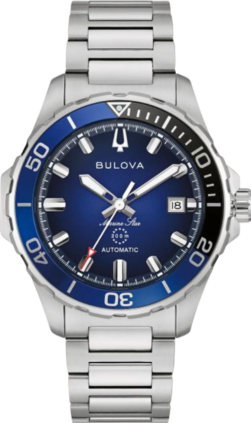 萬年鐘錶 - BULOVA 寶路華  Marine Star系列  海洋之星不銹鋼200米潛水機械男錶 96B466  錶徑41MM