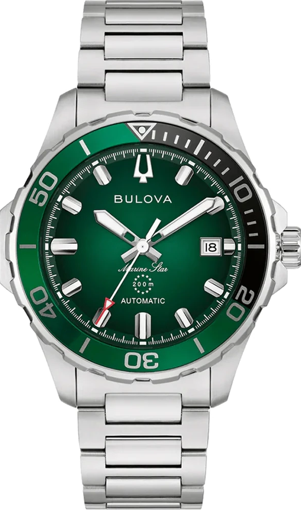 萬年鐘錶 - BULOVA 寶路華  Marine Star系列  海洋之星不銹鋼200米潛水機械男錶 98B471 錶徑41MM