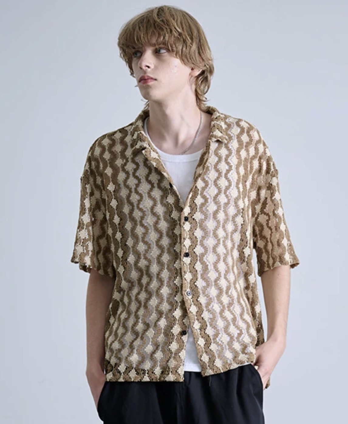 𝗥𝗘𝗩𝗢. 𝗧𝗢𝗞𝗬𝗢 Crochet-like Pattern Shirt