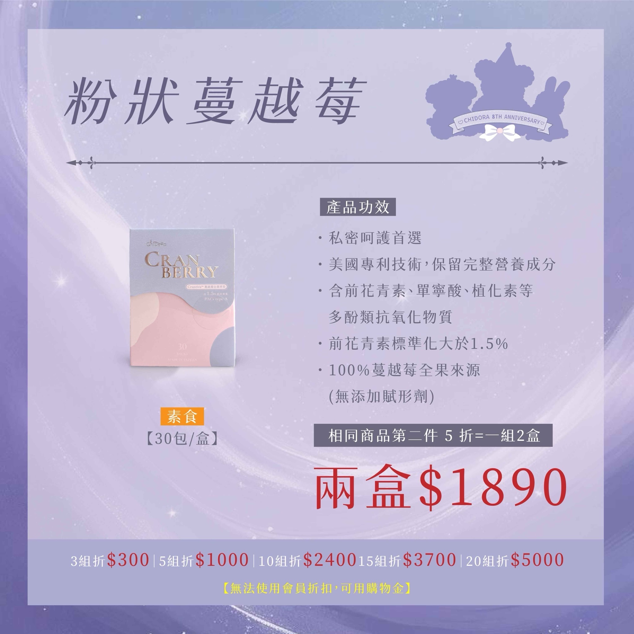 『一組2盒』蔓越莓全果萃取|第二件半價＄1890