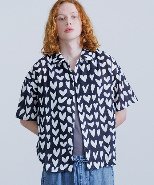 𝗥𝗲𝘃𝗼. 𝗧𝗼𝗸𝘆𝗼 Linen Blend Heart Pattern Shirt
