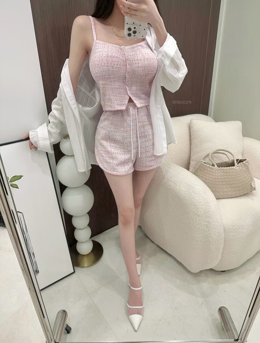 小香風吊帶背心+短褲SET