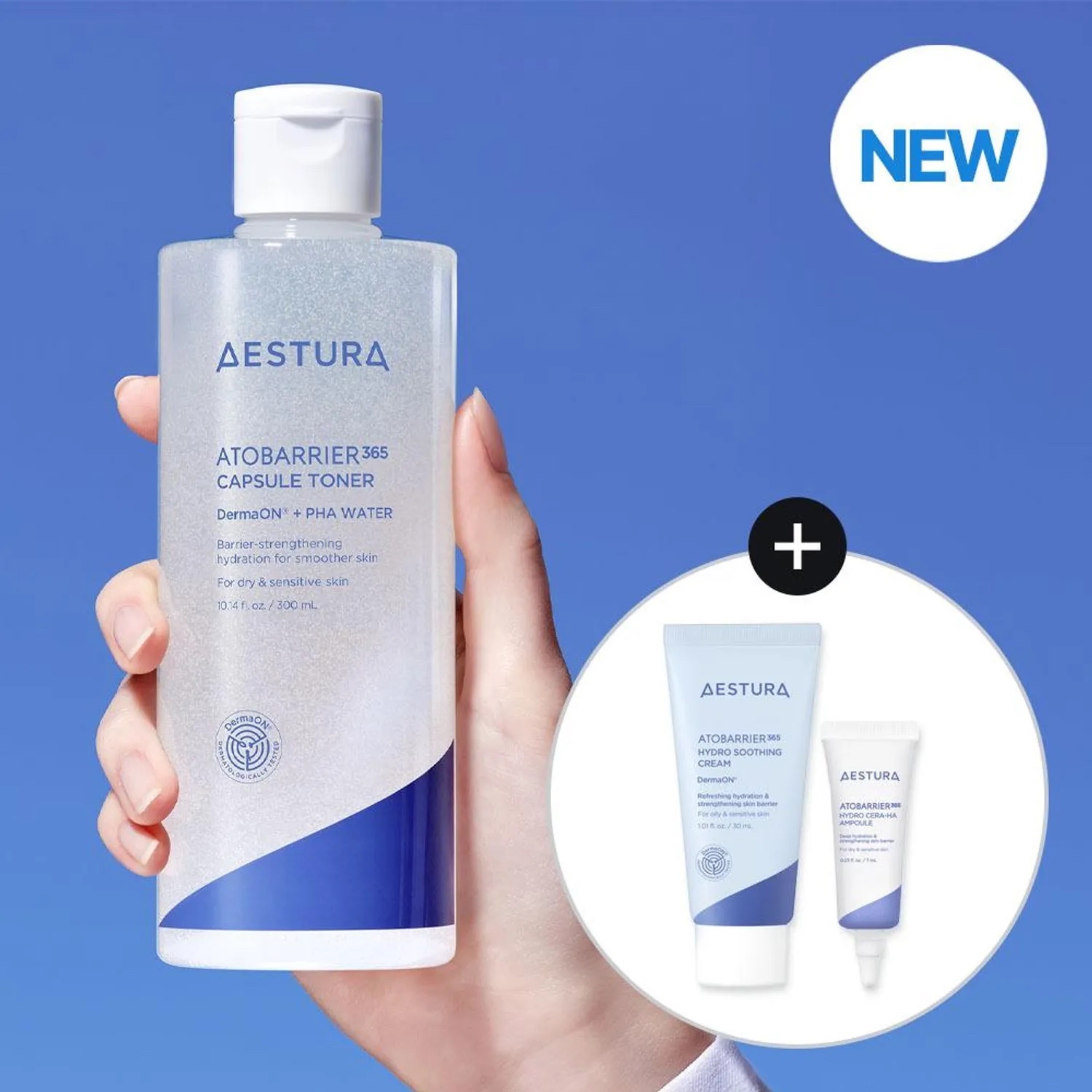 《Olive young連線》AESTURA Atobarrier 365 Capsule Toner 300ml Set (+Soothing Cream 30ml+Cera-Hyal Ampoule 7ml)