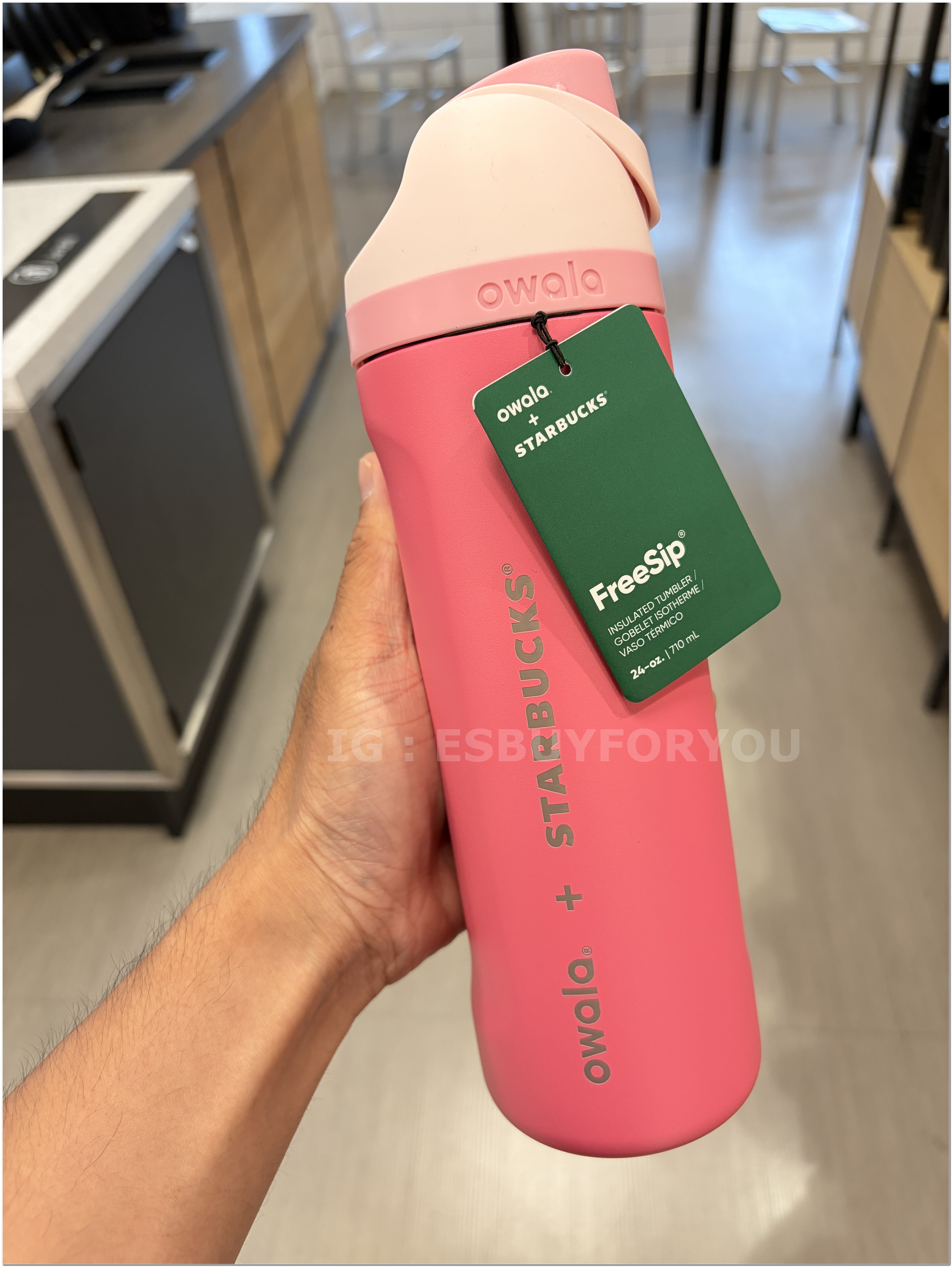 【限時】星巴克 x Owala 聯名款(24oz 710ML) 草莓粉系列 不鏽鋼 FreeSip 水壺 (內有吸管)