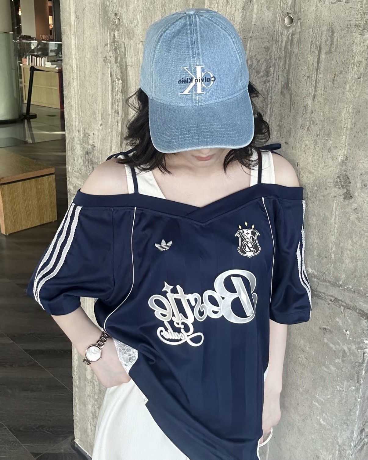 ADIDAS ORIGINALS 美式 露肩 吊帶 蕾絲 球衣 寬鬆 短袖上衣 2色