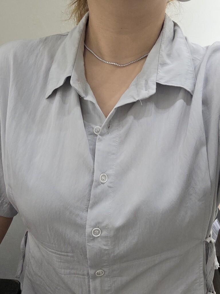 36314 醫療鋼滿鑽細版項鍊