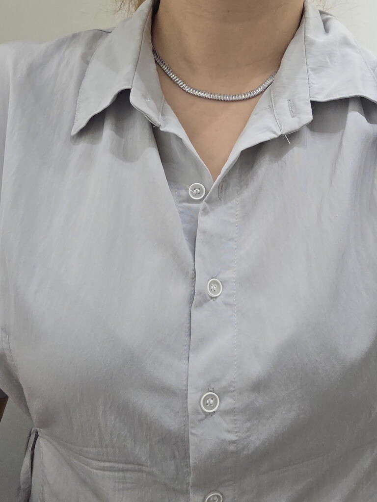 36315 醫療鋼滿鑽寬版項鍊