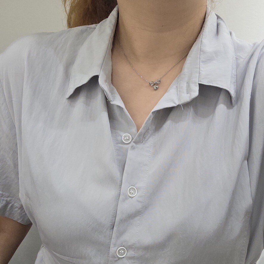 36319 醫療鋼百搭蝴蝶結愛心項鍊