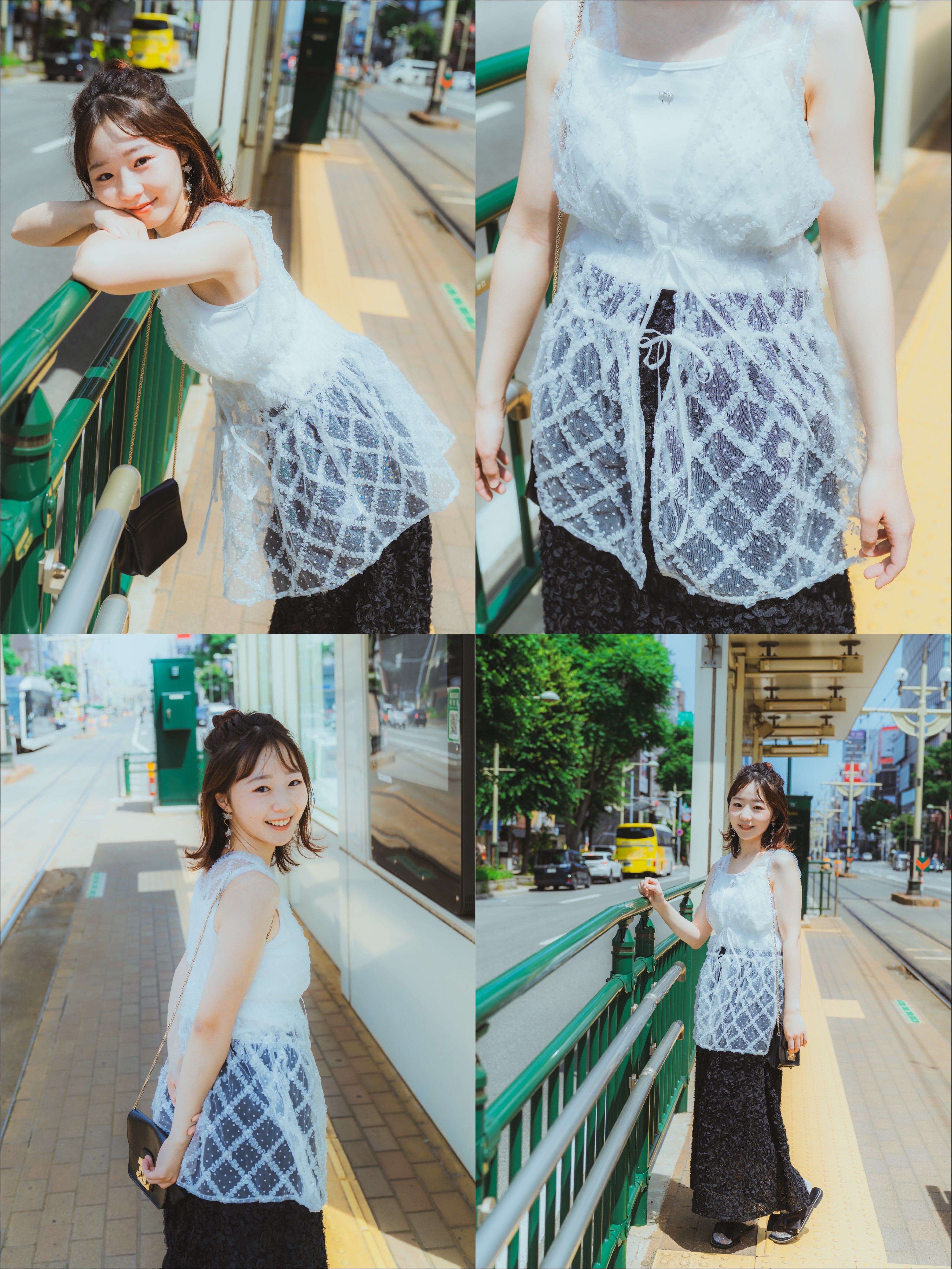 兩色 / 浮雕微光感菱形V領馬甲 / Sequin Ruffled Diamond Mesh Gilet