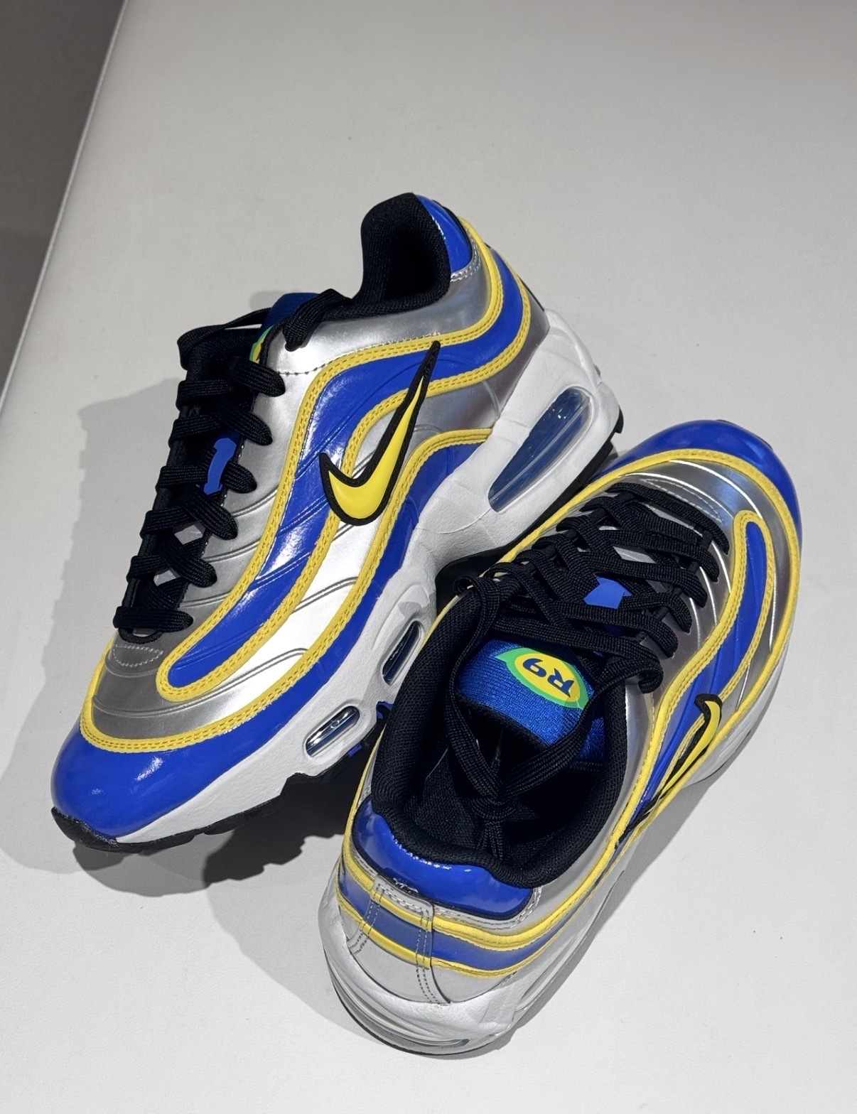 男鞋 NIKE AIR MAX JOGA BONITO R9 銀藍黃 大羅 羅納度 足球 皮革 氣墊 運動鞋【IX8646-001】