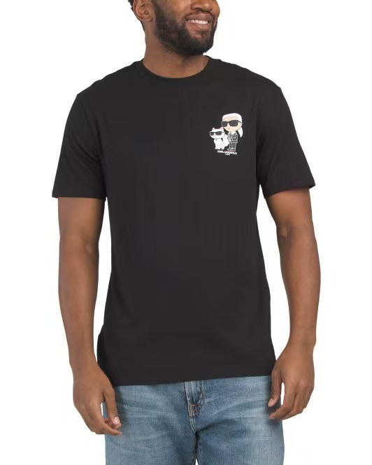 【預購】KARL LAGERFELD PARIS H070704 男裝左胸Logo短袖上衣 (黑色)